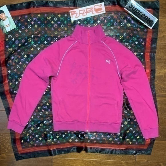 SOLD ARCHIVE - PUMA MOCKNECK ZIP UP JACKET TOP PINK BLUE PURPLE - Picture 2 of 8